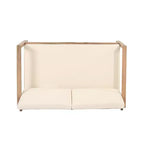 Set Mobili da Patio in Legno di Acacia, Set Conversazione per Esterni con Tavolino da Caffè e Morbidi Cuscini per Giardino, Portico e Balcone, Beige - Merax