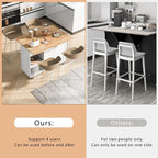 Isola da cucina con piano pieghevole, carrello da cucina con ripiano estraibile, portasciugamani e cassetto, ruote girevoli