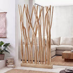 JONATHAN Y Tranquil 39W x 68H Divisorio per ambienti in pannello singolo con rami di teak costieri bohémien realizzati a mano