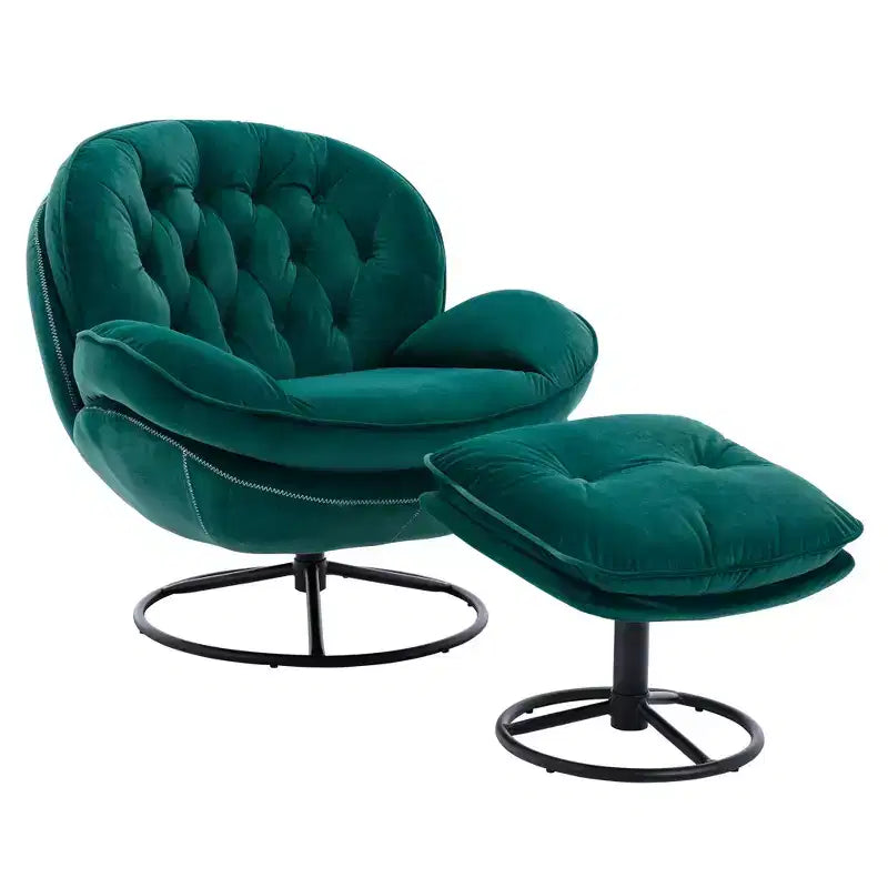 Poltrona Svedese Okak con Pouf, Poltrona Moderna Senza Braccioli Stile Mid-Century per Soggiorno, Morbida e Confortevole per Guardare la TV, Giocare