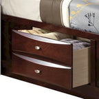 Letto a pannelli queen size con libreria e cassetti, marrone