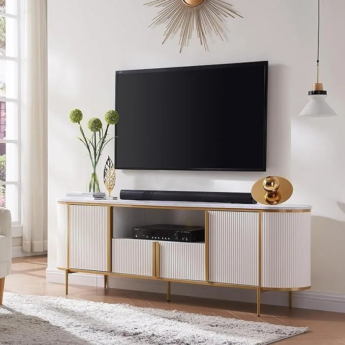 Mobile TV Moderno di Lusso, Mobile Intrattenimento, con Top in Finto Marmo