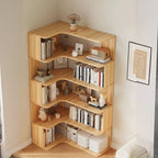 Libreria ad angolo in legno multistrato con 6 ripiani