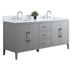 Mobile lavabo doppio Vanity Art 72 per bagno con piano in marmo composito