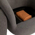 Poltrona Girevole Imbottita a Botte con Contenitore, Sedia Moderna da Salotto per Camera da Letto/Ufficio/Zone Lettura