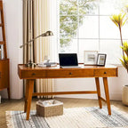 Scrivania da ufficio Eugenia Mid-century con divisorio per cassetti, gestione cavi e stazione di ricarica di HULALA HOME