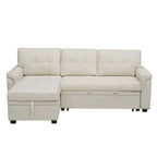 Divano componibile convertibile reversibile con letto estraibile, chaise longue con contenitore nascosto e gambe durevoli