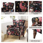Poltrona Araceli Tradizionale in Legno Imbottita Floreale con Schienale Alto e Borchie | ART OF LIVING DESIGNS