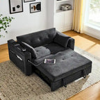 Divano Letto Estraibile 54", Divano Reclinabile 2 Posti con Contenitore, Cuscino Lombare, Presa USB