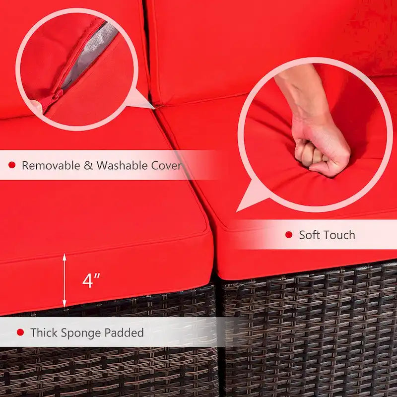 Set di mobili da giardino in rattan da 8 pezzi con braciere, supporto per bombole e copertura