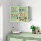 Pensile Okak Modern a 2 ante con 3 ripiani e ante in vetro per ingresso/sala da pranzo/soggiorno/cucina