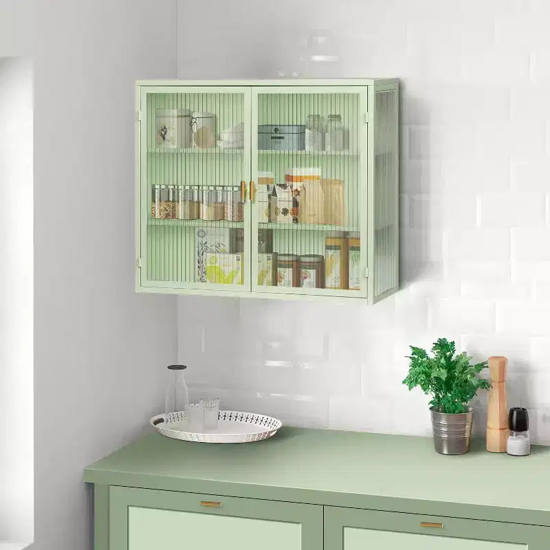 Pensile Okak Modern a 2 ante con 3 ripiani e ante in vetro per ingresso/sala da pranzo/soggiorno/cucina