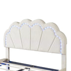 Comodino a 2 Pezzi Letto a Piattaforma Matrimoniale a LED con Pouf Contenitore
