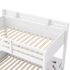 Letto a Castello con Letto Matrimoniale a Una Piazza e Mezza, con Contenitore, Luci a LED e Stazione di Ricarica, Letto a Castello in Legno con Scaffali Laterali per Bambini e Ragazzi