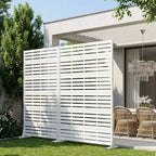 MAYEERTY 72x47 Pannello Paravento per Esterni Bianco Naturale, Set da 6 Pezzi Divisorio Pieghevole Naturale per Cortile e Giardino