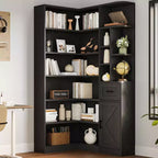 Libreria angolare, librerie angolari alte 74 pollici, libreria a forma di L a 6 livelli con ripiani aperti e cassetti portaoggetti per soggiorno o ufficio domestico