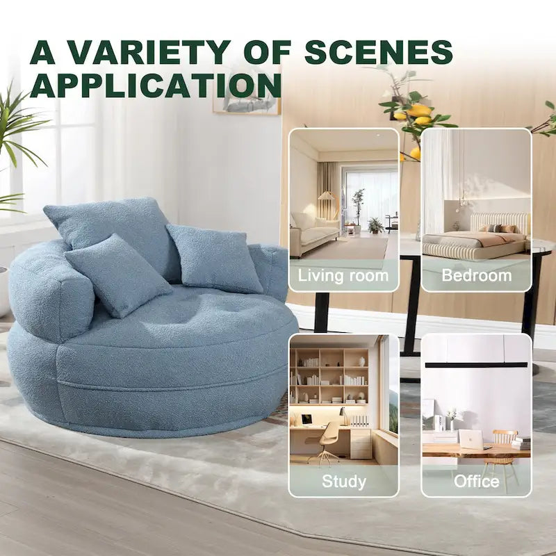 Divano Pigro Rotondo – Bianco/Blu/Grigio/Giallo/Arancione/Rosso Rosa/Blu Marino/Verde, Posto Singolo e Coppia