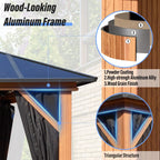 EROMMY Gazebo a tetto rigido, Pergola da esterno con doppio tetto, zanzariere e tende, Tenda da sole resistente per patio, cortile, feste in piscina