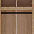 Armadio Guardaroba a 8 Ante di Grande Capacità, Alto 180 cm, con Asta Appendiabiti, Ripiani Regolabili e Ante Decorative in Rattan