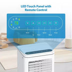 Condizionatore portatile da 10000 BTU, climatizzatore domestico con telecomando per ambienti fino a 42 mq, funzioni 3-in-1/timer 24 ore/ruote piroettanti