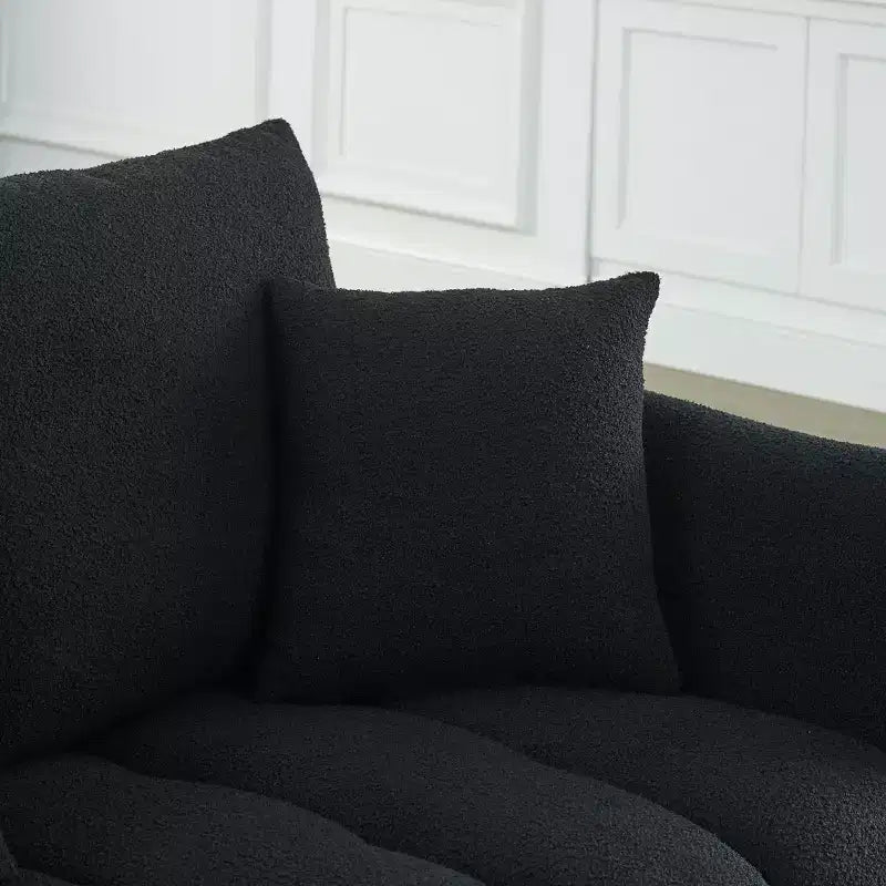 GDFStudio Alanna Divano a 3 Posti Moderno in Tessuto Teddy con Cuscini, 79,5