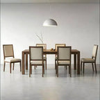 Set da Pranzo Moderno - Tavolo 80" + 6 Sedie Imbottite, Struttura in Legno Massello, Capacità Tavolo 400 libbre, Facile Montaggio