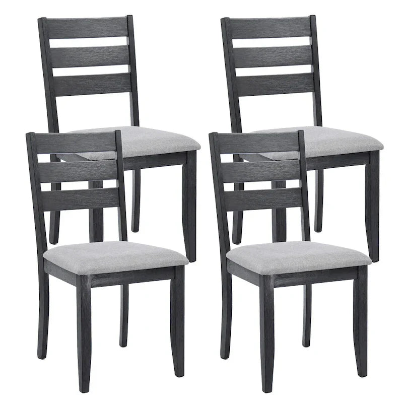 Sedie da pranzo in legno con schienale a doghe, set da 4