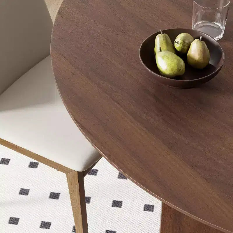 Tavolo da pranzo rotondo PexFix 45 x 45 in legno massello con finitura noce ed eleganti gambe ad arco per sale da pranzo e cucine moderne