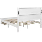 ModernLuxe Letto a Piattaforma Queen/King Size con Testiera Alta, Struttura Letto Rustica in Legno con 2 Cassetti, Luci LED e Porte USB