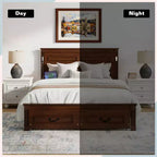 ModernLuxe Letto a Piattaforma Queen/King Size con Testiera Alta, Struttura Letto Rustica in Legno con 2 Cassetti, Luci LED e Porte USB