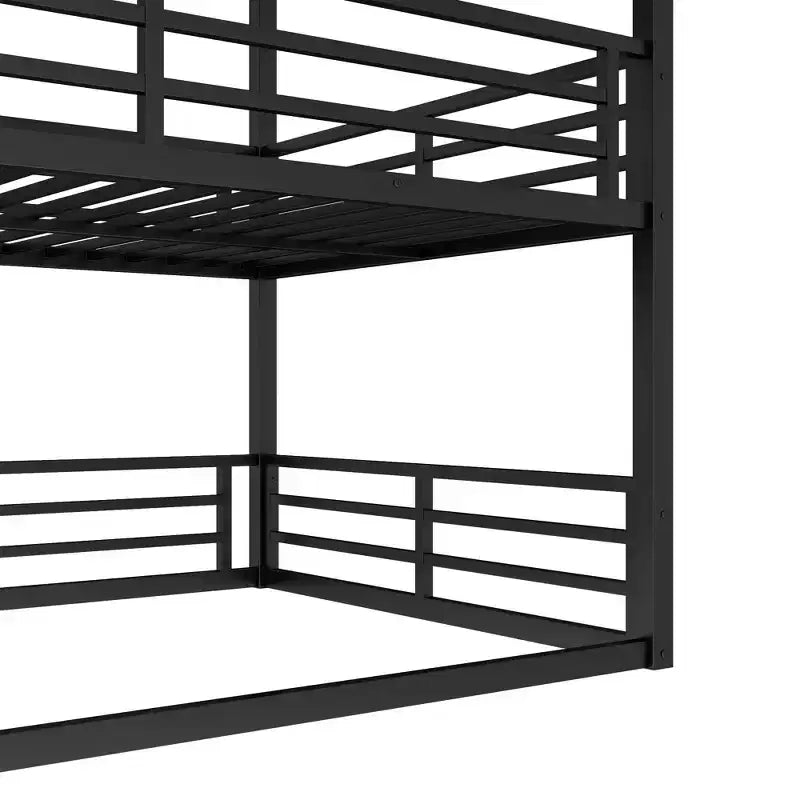 Letto a castello triplo completo, in metallo, con ringhiere di sicurezza, letto a castello robusto con design a riduzione di rumore, nero