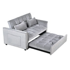 Moderno divano letto estraibile, divano letto 3-in-1 con schienale regolabile, divanetto in velluto, cuscini e tasche laterali