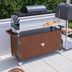 Carrello per Barbecue da Esterno con Piano in Acciaio Inox (sgabello non incluso)