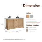 Mobile bagno Hervas con top in marmo naturale senza specchio