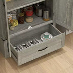 HOMCOM Credenza a 2 Ante da Cucina, Mobile Dispensa Alto con 2 Ante Scorrevole, Ripiani Regolabili e Cassetto
