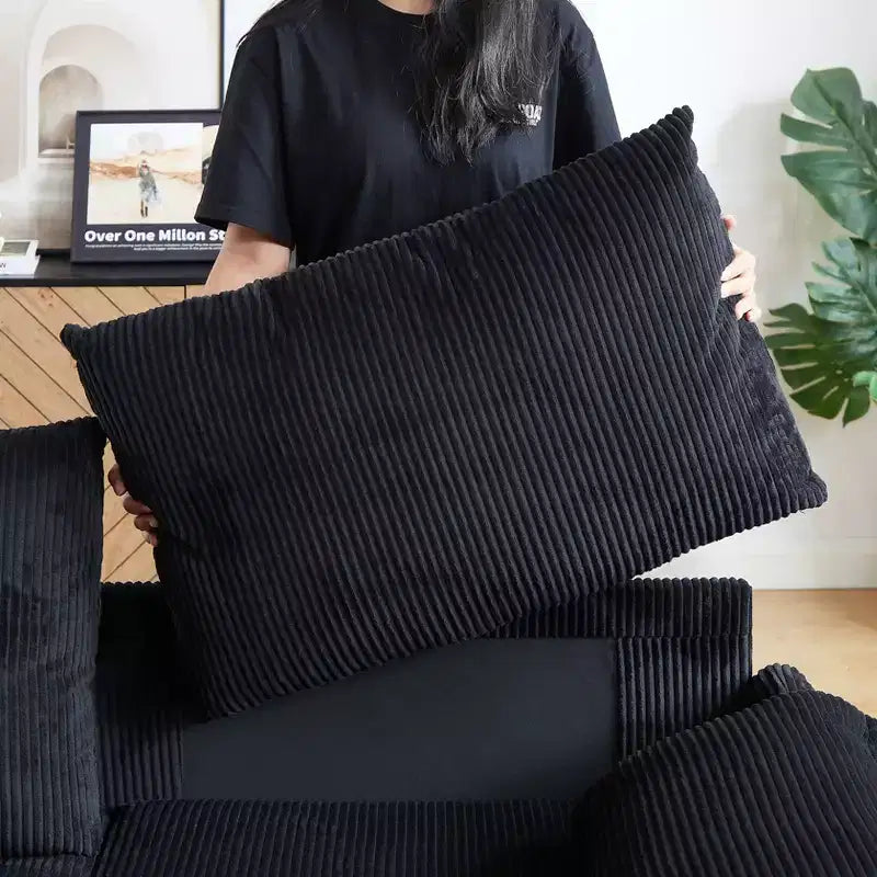 Divano Letto Convertibile in Velluto a Coste 3-in-1 con Letto Estraibile 64.5