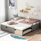 Divano Letto Estensibile con Letto Estraibile, Divano Letto in Legno con Letto Estraibile
