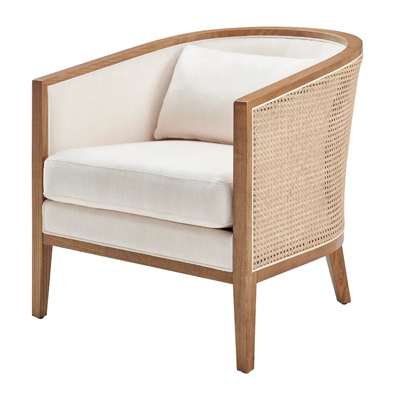 Poltrona d'Appoggio in Lino Tillman con Rattan
