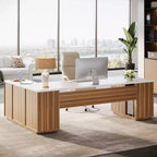 Scrivania direzionale a L Lantine 85.8, scrivania da computer da ufficio extra large con cassetti per schedari per l'home office