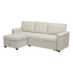 Divano componibile convertibile reversibile con letto estraibile, chaise longue con contenitore nascosto e gambe durevoli