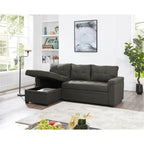 Divano componibile convertibile reversibile con letto estraibile, chaise longue con contenitore nascosto e gambe durevoli