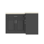 Mobile angolare efficiente per cucina Isola a L: Ampio spazio di archiviazione con cassetti scorrevoli, piano di lavoro UV