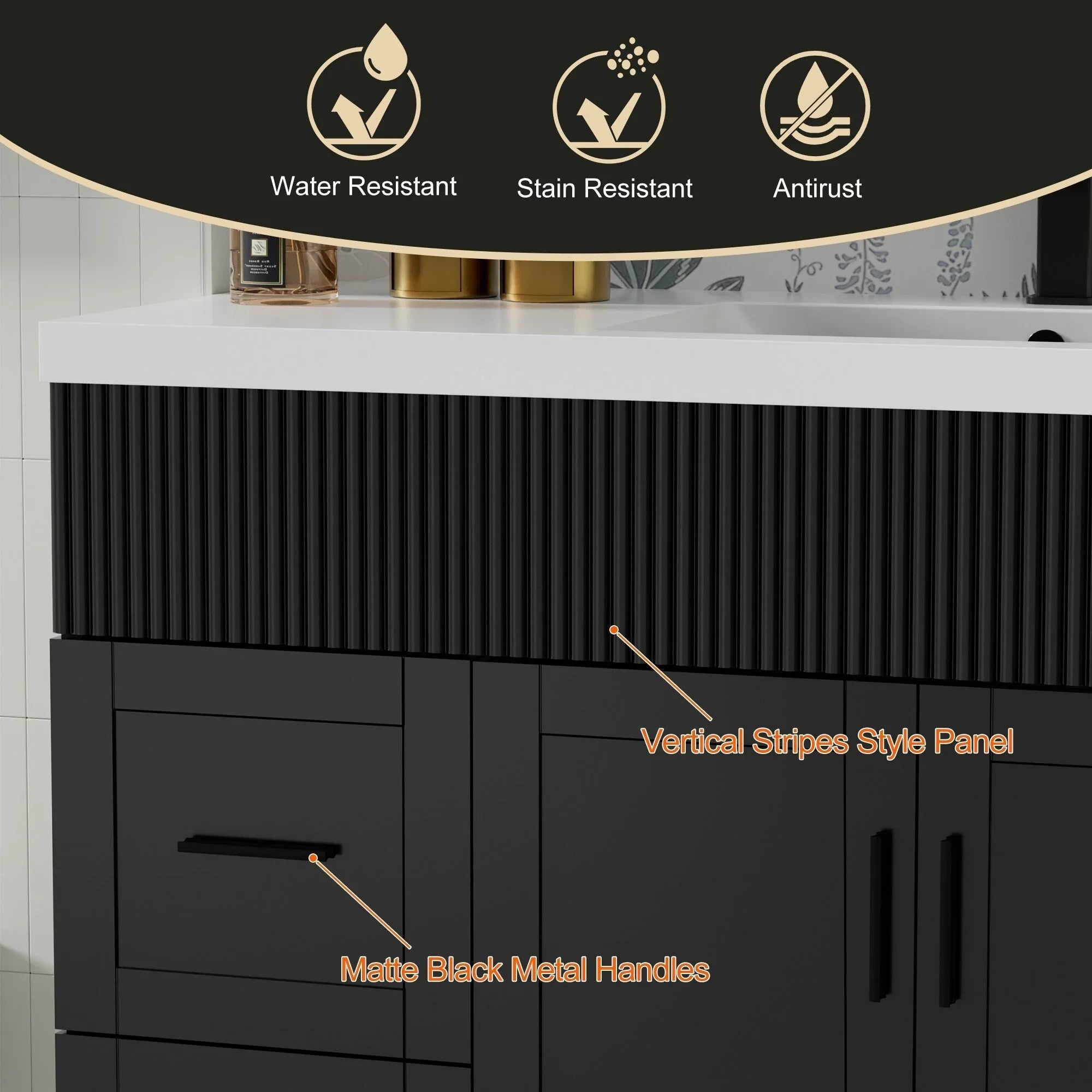 Mobile bagno 30/36/48 Wavy Line con lavabo e rubinetto