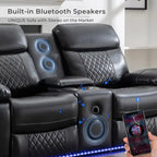 Divano reclinabile elettrico con caricabatterie wireless, luce di lettura, luce LED per soggiorno, similpelle, porta AC/USB, portabicchieri, nero
