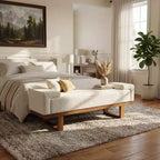 Panca moderna imbottita in bouclé Christopher Knight Home Paulina in legno di Hevea