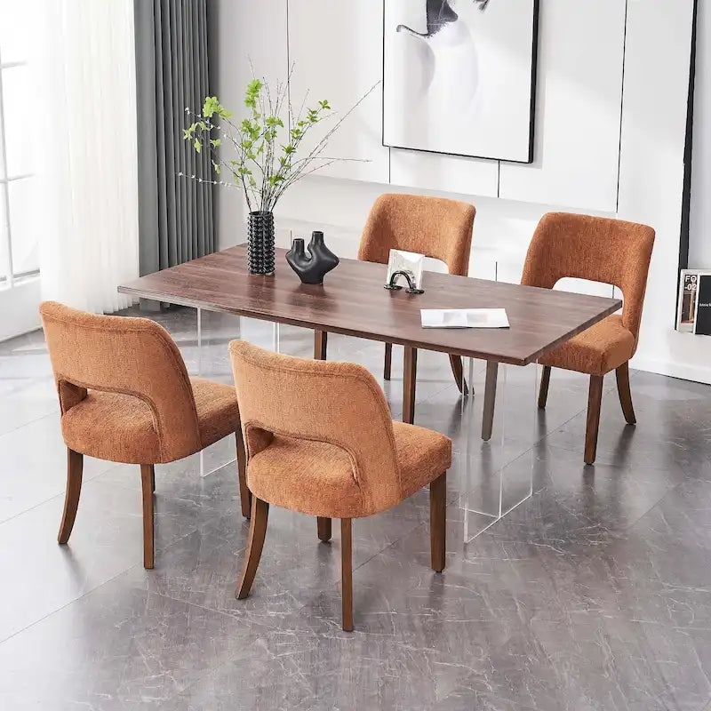 Set di 4 sedie da pranzo imbottite in tessuto