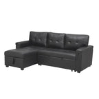 Divano componibile convertibile reversibile con letto estraibile, chaise longue con contenitore nascosto e gambe durevoli