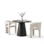 Set Tavolo da Pranzo Piccolo per 2, Sedie Imbottite Beige, Tavolo da Pranzo Rotondo con Piedistallo, Mobili da Cucina Moderni e Compatti-Panipeachy