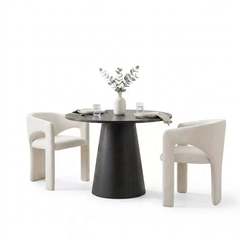 Set Tavolo da Pranzo Piccolo per 2, Sedie Imbottite Beige, Tavolo da Pranzo Rotondo con Piedistallo, Mobili da Cucina Moderni e Compatti-Panipeachy