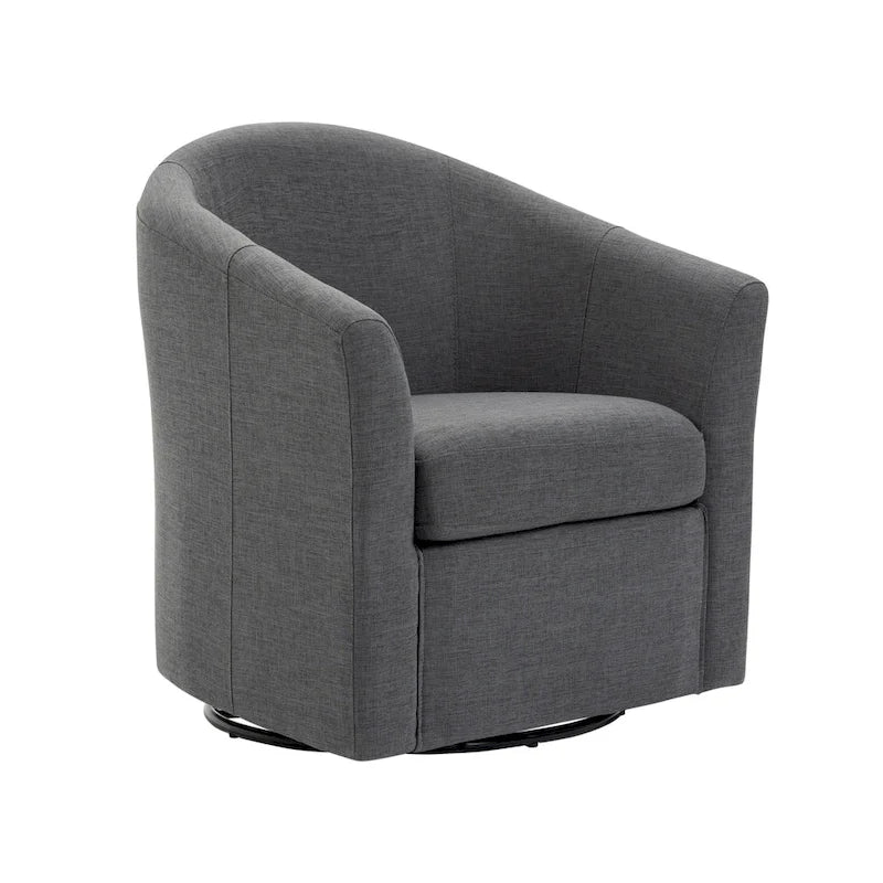 Set di 2 Poltrone Girevoli Moderne Imbottite a Barilotto, Poltrone Accent per Soggiorno